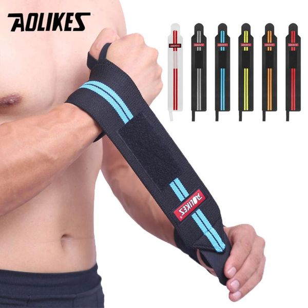 

wrist support aolikes 1pcs gym weightlifting training weight lifting bar grip barbell straps wraps hand protection wristbands, Black;red
