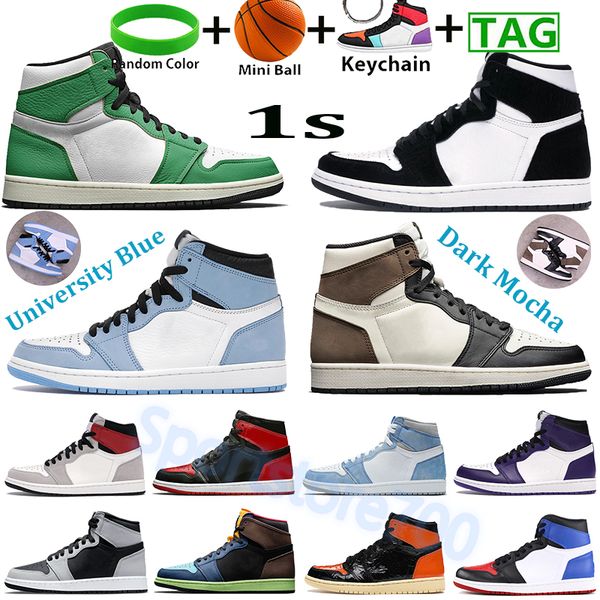 

high university blue 1 1s basketball shoes men women sneakers light smoke grey dark mocha shadow unc patent black white chicago toe sports t