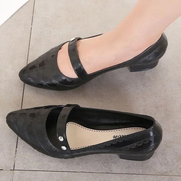 

sandals for women black slip on loafers pvc female summer leisur walking shoes pointed toe snadals woman footwear