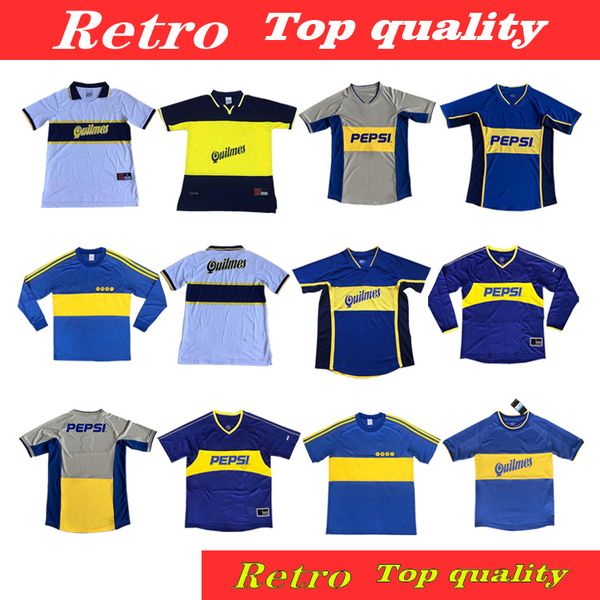 

97 98 boca juniors retro soccer jersey maillot camiseta caniggia roman maradona 99 00 2002 palermo riquelme tevez football shirts de futbo, Black;yellow