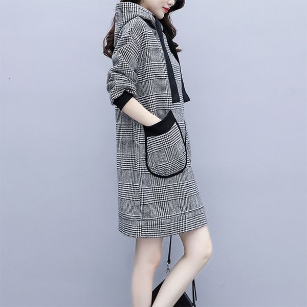 

winter pliad of thick wool new collar with loose hoodie oversized big pocket sleeves long sports dress casual bgwa, Black;gray