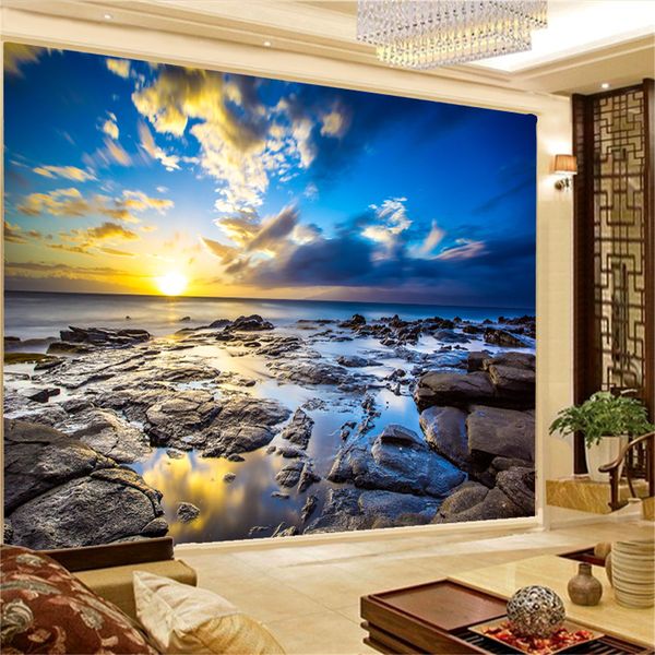 3D обои красивый закат морской пейзаж гостиная спальня дома декор живописи росписи обои