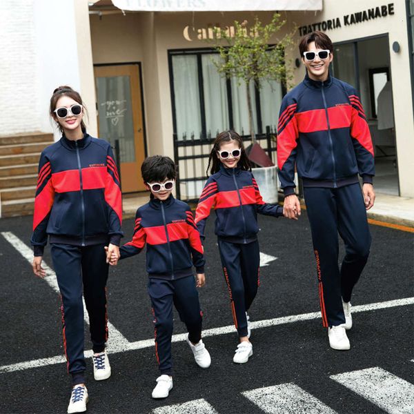 

2021 new parent-child autumn winter splicing sports suit for a family of three kindergarten class school uniform, Blue