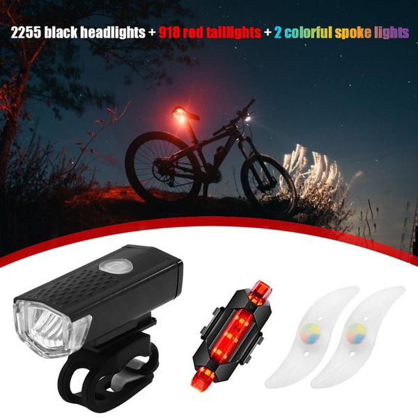

bike lights bicycle front back light set tail road mtb mountain rear lamp cycling rearlight wheel spoke