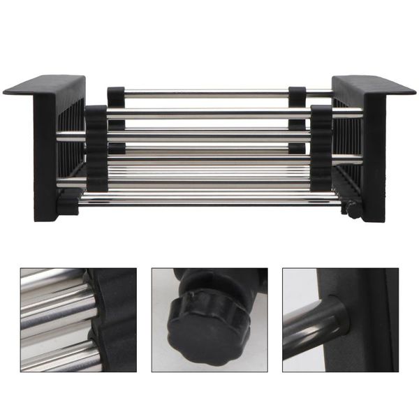 

storage baskets 1pc stainless drain basket home sink rack (black)