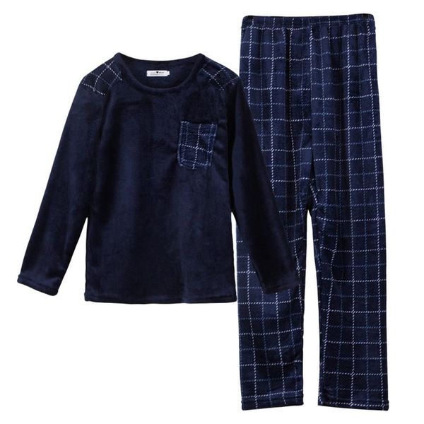 

men's sleepwear winter pajamas set autumn warm flannel thicken man long sleeve pants casual homewear clothes, Black;brown