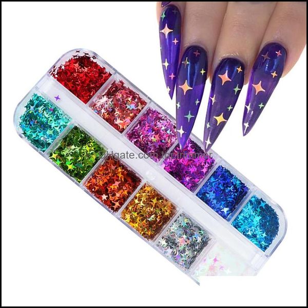 

salon health & beautylaser star starry sequins for nails colorf flakes tool nail art decorations diy design supplies drop delivery 2021 atsz, Silver;gold