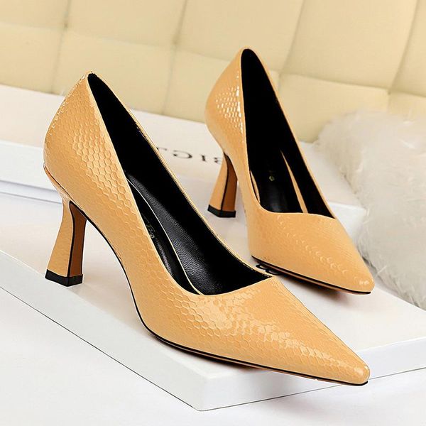 

dress shoes women pumps classic high heels woman patent leather sharp head party, Black
