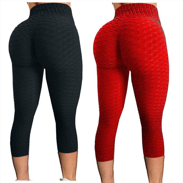 

fitness femme polyester anti cellulite womens legging peach hip breathable pants leggins women standard fold push up a4, Black