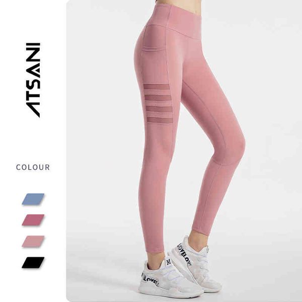 

fashionable mesh striped fitness suit tight high waist hip lifting running yoga pants, White;black