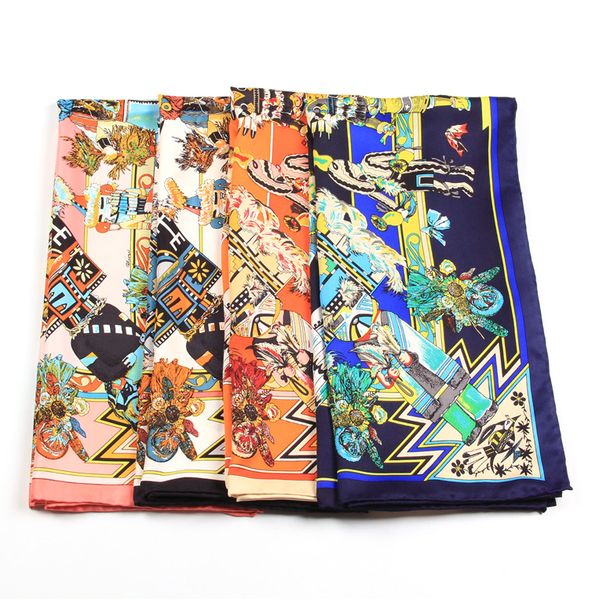 

handmade square 90cm classic silk pashmina scarves & wraps 90*90cm female fashion accessories vintage printing luxury scarf women ladies dre, Blue;gray