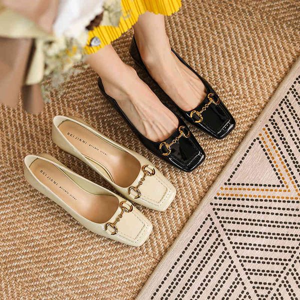 

sandals 332-1 horse clasp thick heel single shoes fqyu, Black