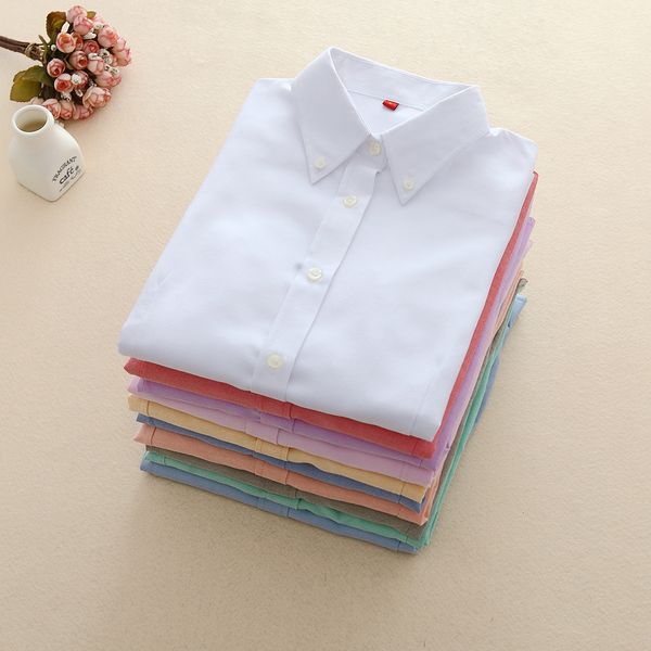 

2021 new blouses oxford ladies office long sleeve shirts women student blusas camisas mujer ob3c, White