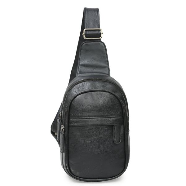 New Simple Male PU Leather Chest Bag Outdoor Riding Single Shoulder Casual Crossbody Chest Pack