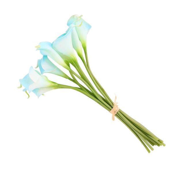 

10pcs artificial calla lily simulation flower beautiful flower decoration real touch for wedding party home (blue)