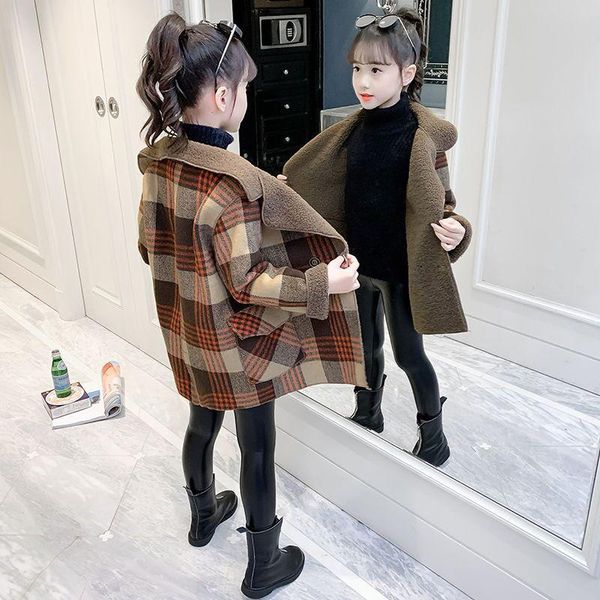 

jackets girls woolen coat 2021 autumn and winter western style thick, Blue;gray