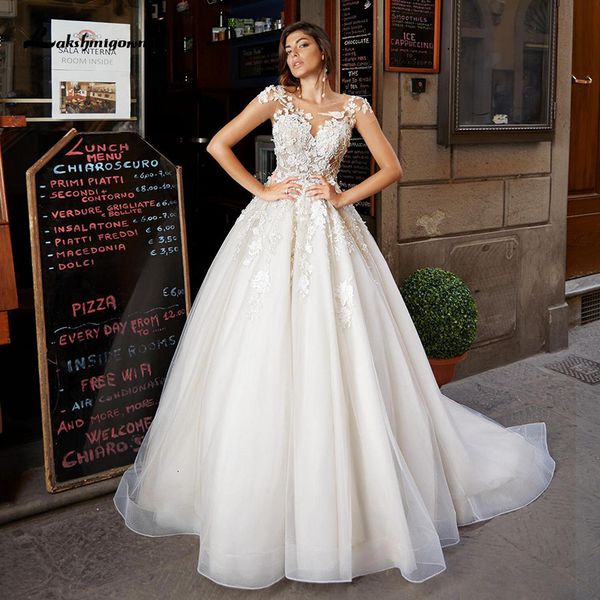 

new beach for bride elegant 3d lace appliques boho wedding gowns princess es vestido de novia 2021 1ovb, White