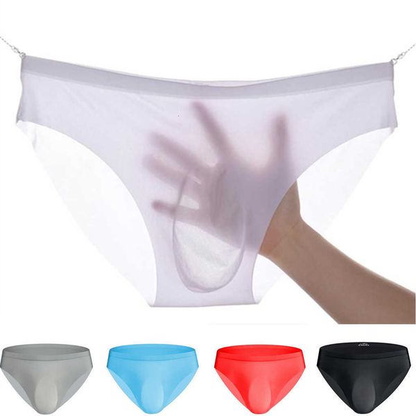 

underpants mens panties one-piece 3d seamless briefs ice silk material male underwear men calzoncillos hombre sexi intimo uomo, Black;white