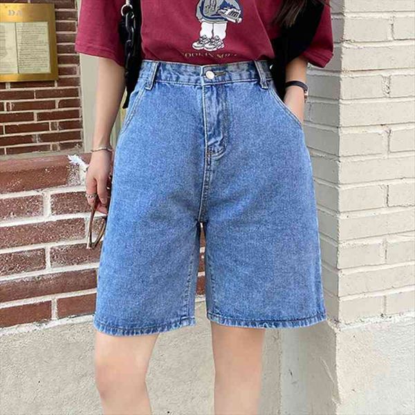 

summer women vintage wide leg straight denim shorts streetwear female loose high waist retro ladies jeans shorts, White;black