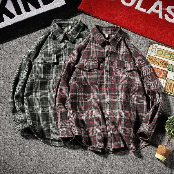 

hong kong style long-sleeved plaid shirt men's korean version of the trend handsome loose wild plaid1, White;black