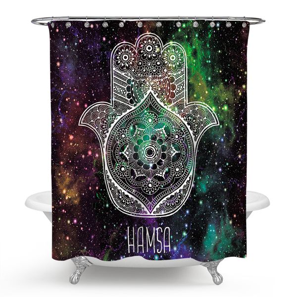 

chamsa hamesh fatima hand shower curtain polyester waterproof bathroom hamsa palm printed bath curtains door window decor