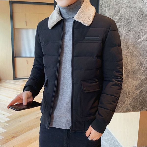 

lamb wool winter 2020 new with and thickening korean slim warm down cotton padded jacket men's, Black;brown