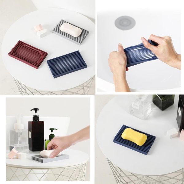 

silicone soap box drain soap holder box bathroom supplies shower storage 1 pcs