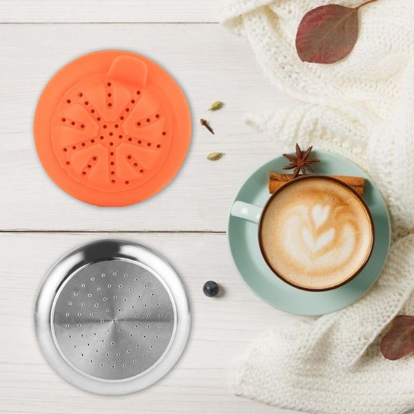 

coffee filters refillable metal crema reusable stainless steel filter pod tool cups spoon clip for kitchen