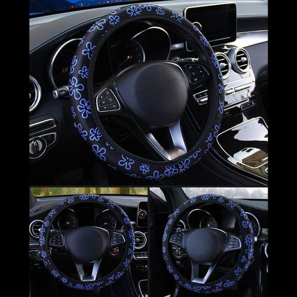

steering wheel covers 100% brand cover 15\\'\\'/37-38cm auto car black + blue