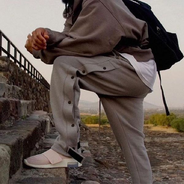 

men's solid color jogger pants mid waist drawstring side single-breasted fitting regular casual sport trousers with pocket, Black