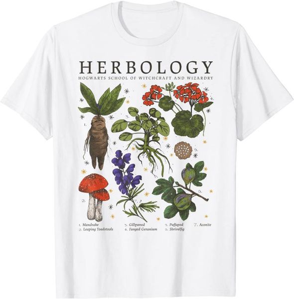 

men's t-shirts herbology plants t-shirt, White;black