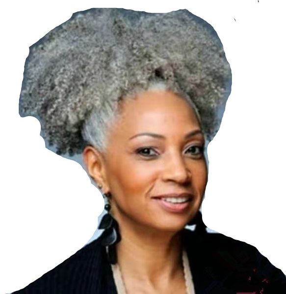 

thick hair donut scrunchie hairs bun updo hairpiece scrunchy kinky curly messy drawstring pony chignons ponytail extension [silver grey], Black