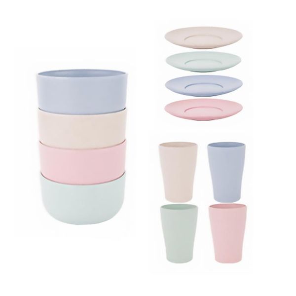 

4 sets of household tableware bowl cup plate set party gift tableware presents