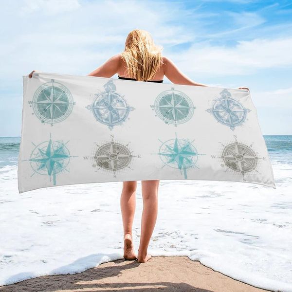 

towel compass sailing blue round rectangular beach quick dry microfiber blanket for adults kids outdoor