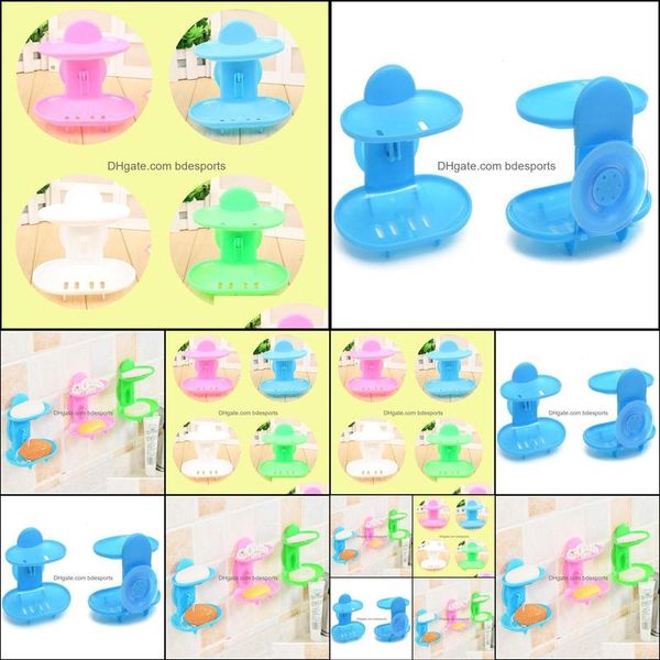 Bath Home Gardeth Aessory Set Küchenutensilien Badezimmer Aessories Seifenhalter Zweischichtiger Saugnapf Ablagekorb Box Ständer Drop Delivery 2