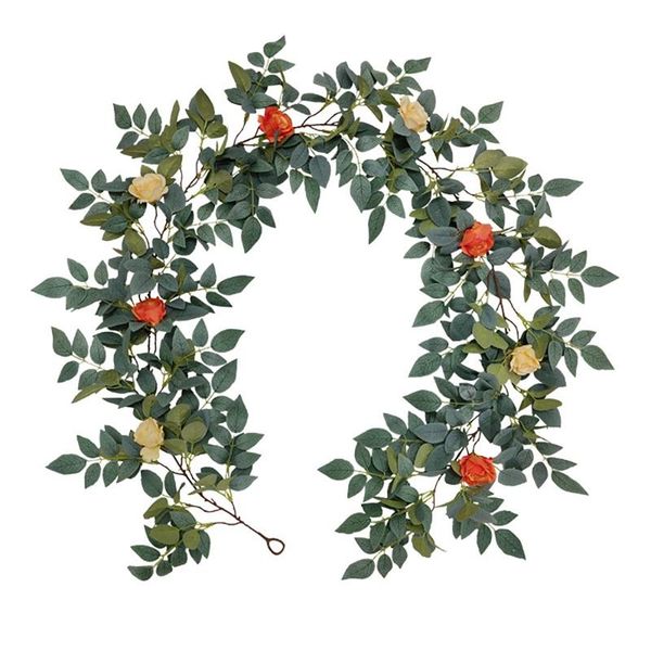 

artificial rose flowers vine fake hanging green leaf flower ivy vines for office party home garden wedding arch decor