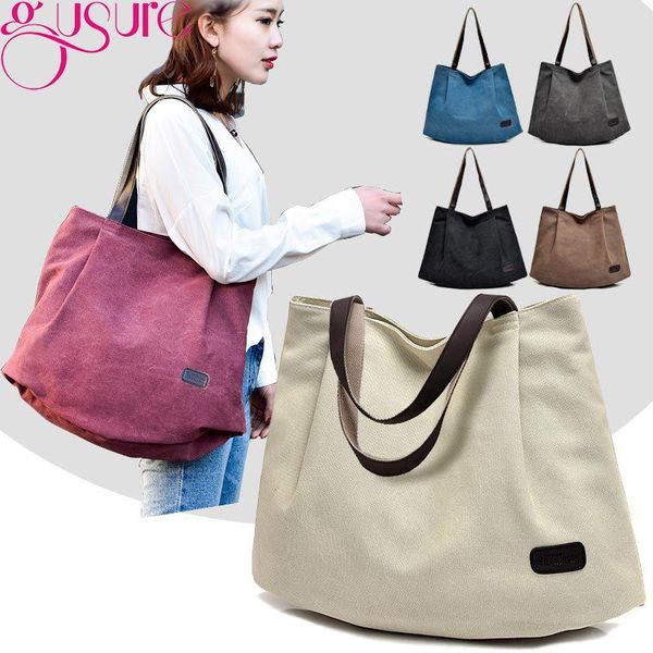 

evening bags gusure brand large capacity handbag purse women canvas shoulder crossbdoy ladies vintage shopping totes