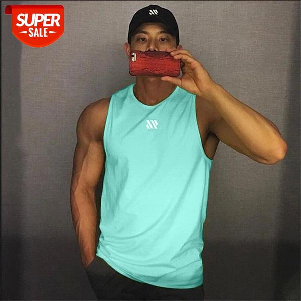 

2020 mens fitness gyms tank men fitness sleeveless shirt male mesh breathable sports vest undershirt gyms running vest men #l583, White;black
