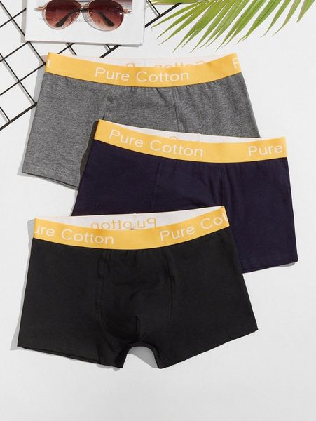 

men 3pcs letter graphic boxer brief v61d#, Black;brown