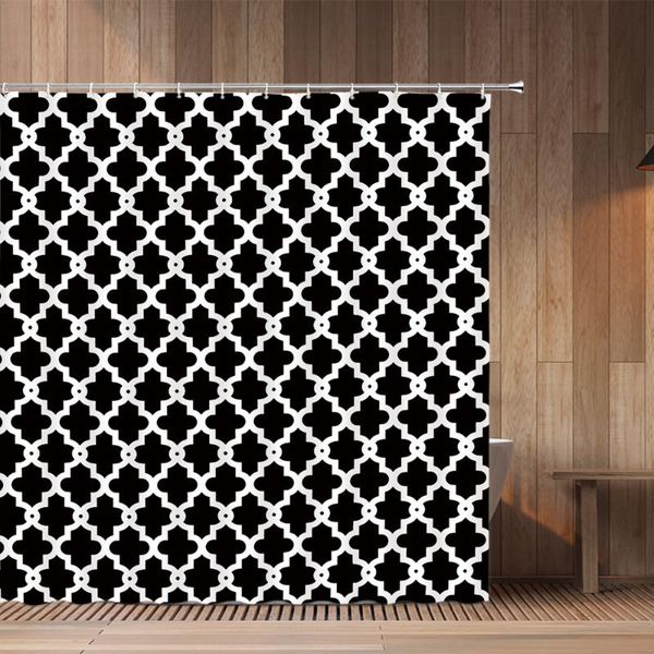

shower curtains geometric pattern black and white stripe multi-size bathroom hanging curtain set waterproof decor bath screen