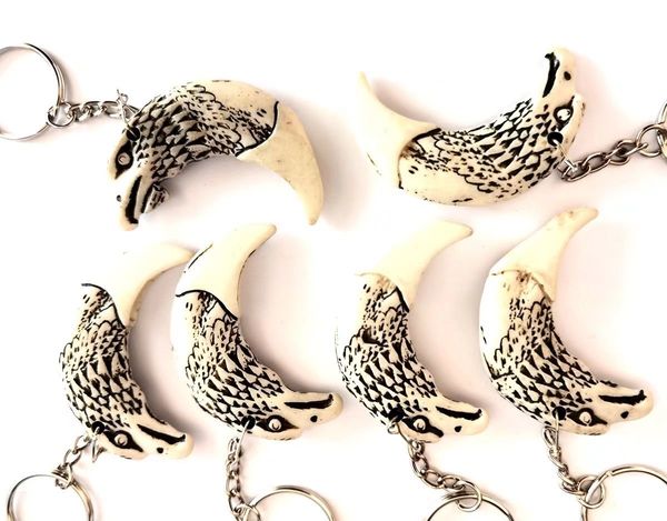 

12 pcs punk style keychain jewelry hawk amulet key ring jewelry, Slivery;golden