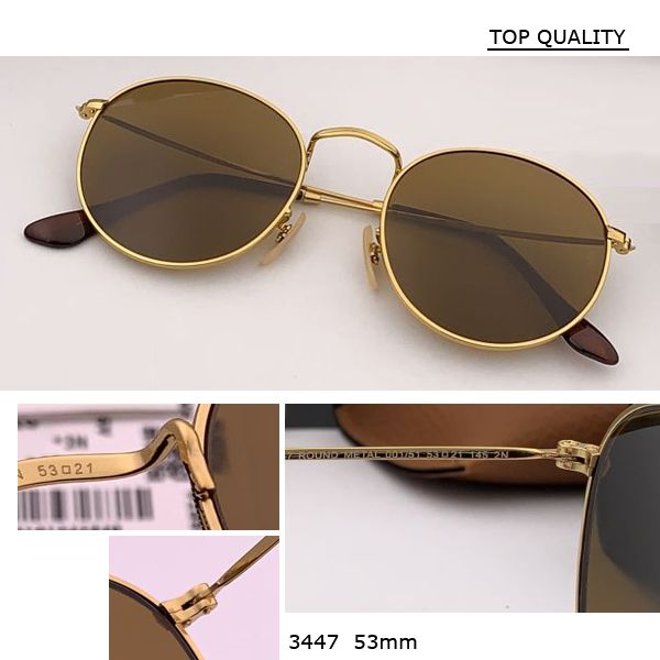 

round metal oversized 53mm sunglass men women classic gradient brand design sunglasses uv400 3447, White;black