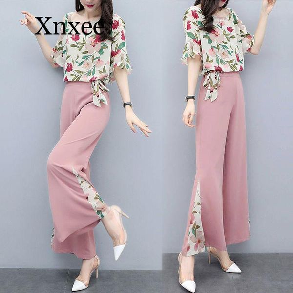 

women's tracksuits 2021 summer women clothes off shoulder short sleeve plus size printed casual temperament elegant office ladies two p, Gray