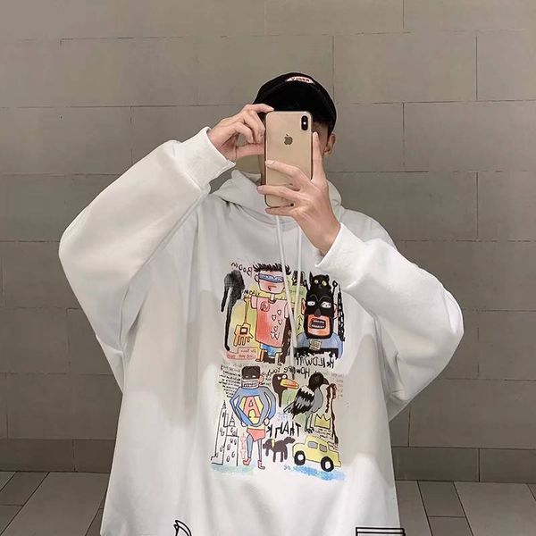 

2021 new inverno masculino ins hoodies verso coreana casual hip hop moda estilo streetwear mangas compridas moletom c840, Black