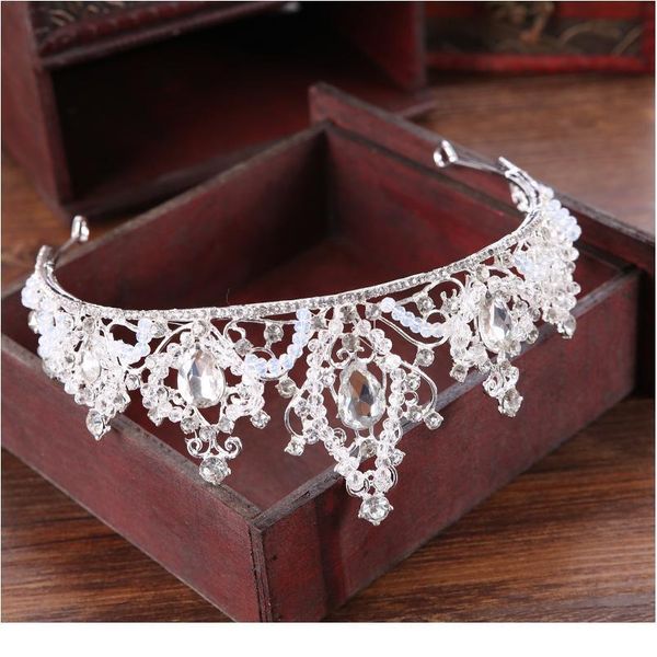 

trendy wedding crown hair accessories baroque rhinestone crystal crown bridal headdress princess crown bridal jllsmp, Silver