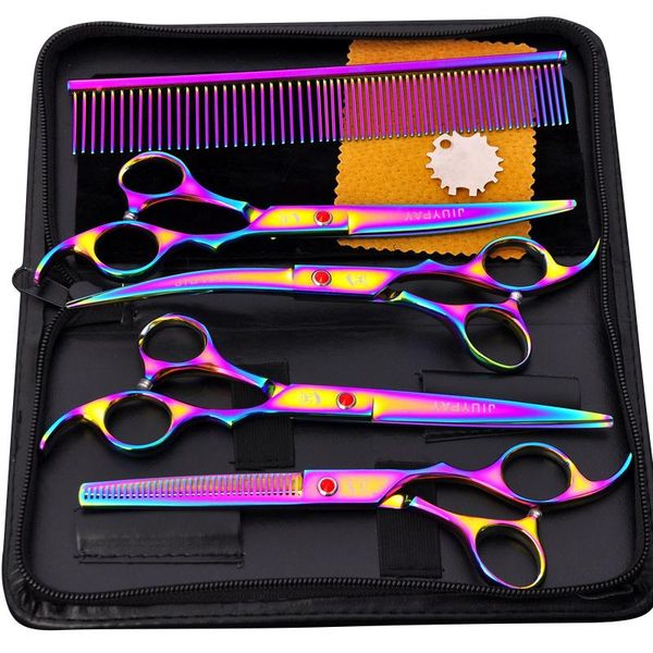 

dog grooming 5pcs stainless steel pet dogs scissors cat hair thinning shear sharp edge for animal barber cutting tool