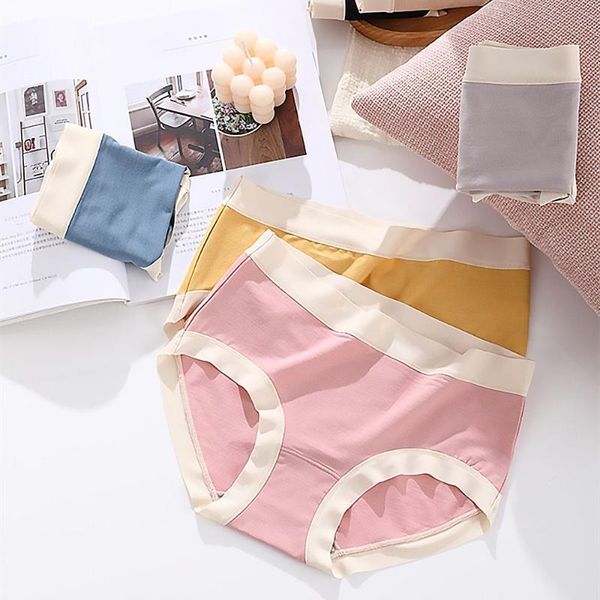 

women's panties l-xxl breathable women mid waist seamless underpants pure cotton underwear, Black;pink