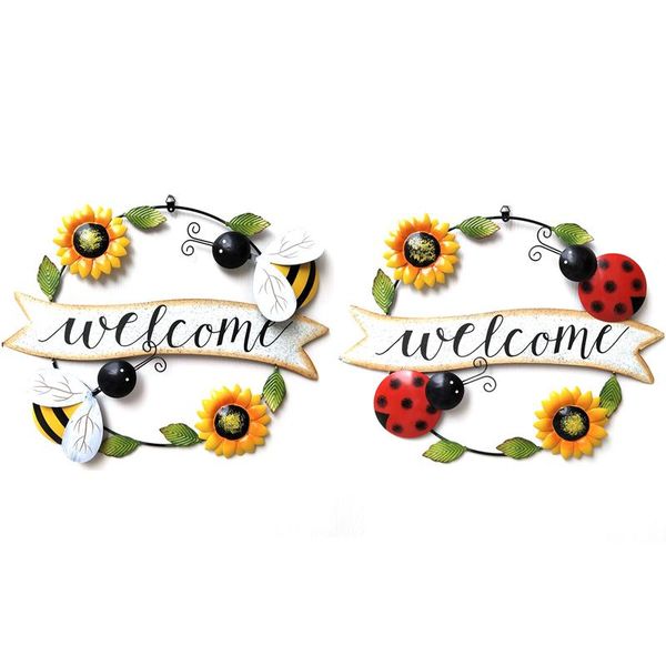 

metal sunflower wall art handmade welcome hanging ornament for fence yard decoration spot