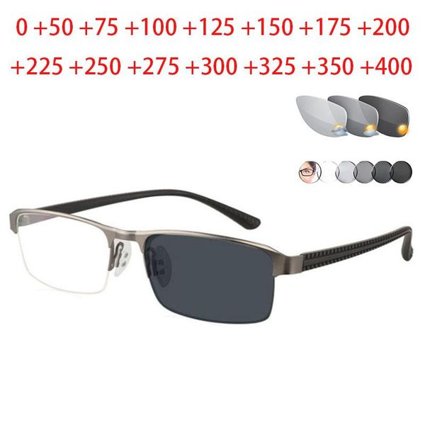 

sunglasses pochromic reading glasses men aspheric hard resin lense reader eyeglasses flexible temples legs half frame male presbyopia, White;black