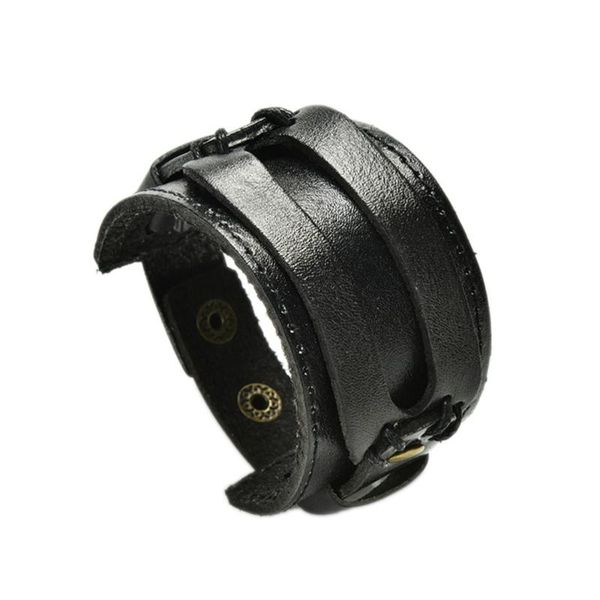 

charm bracelets 1pc black & brown leather bracelet with alloy buckle adjustable fashion women men jewelry, Golden;silver